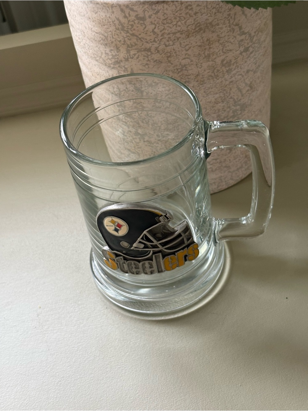 Vintage Pittsburgh Steelers 3D pewter helmet glass mug